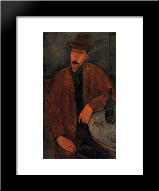 Man With A Glass Of Wine 20x24 Black Modern Wood Framed Art Print Poster by Modigliani, Amedeo