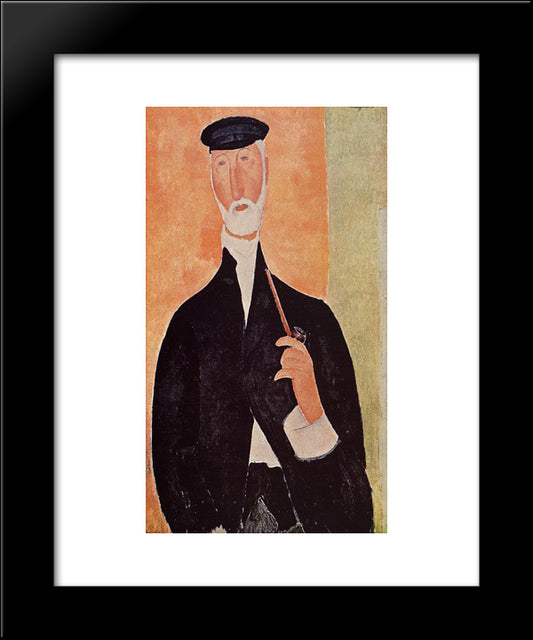 Man With A Pipe (The Notary Of Nice) 20x24 Black Modern Wood Framed Art Print Poster by Modigliani, Amedeo