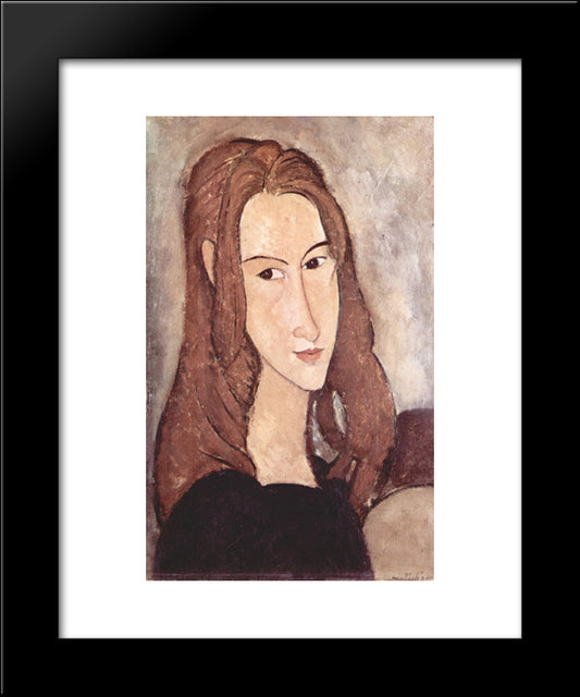 Portrait Of Jeanne Hebuterne 20x24 Black Modern Wood Framed Art Print Poster by Modigliani, Amedeo