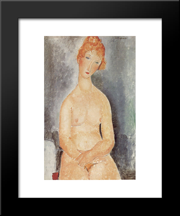 Seated Nude 20x24 Black Modern Wood Framed Art Print Poster by Modigliani, Amedeo