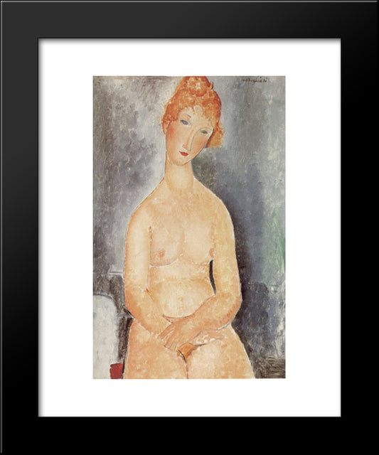 Seated Nude 20x24 Black Modern Wood Framed Art Print Poster by Modigliani, Amedeo