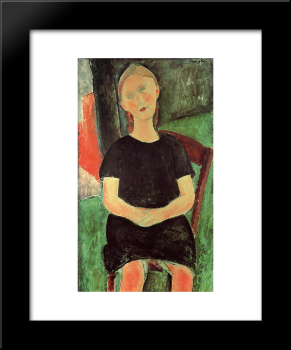 Seated Young Woman 20x24 Black Modern Wood Framed Art Print Poster by Modigliani, Amedeo