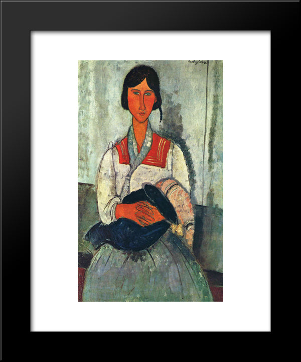 Gypsy Woman With A Baby 20x24 Black Modern Wood Framed Art Print Poster by Modigliani, Amedeo