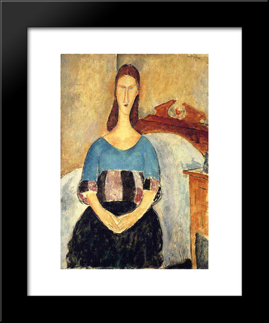 Jeanne Hebuterne 20x24 Black Modern Wood Framed Art Print Poster by Modigliani, Amedeo