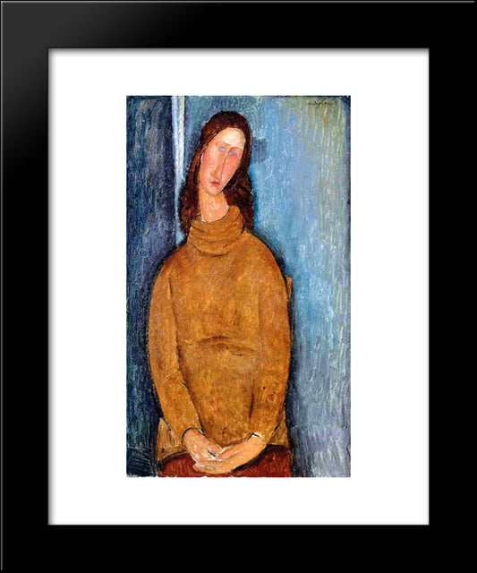 Jeanne Hebuterne In A Yellow Jumper 20x24 Black Modern Wood Framed Art Print Poster by Modigliani, Amedeo