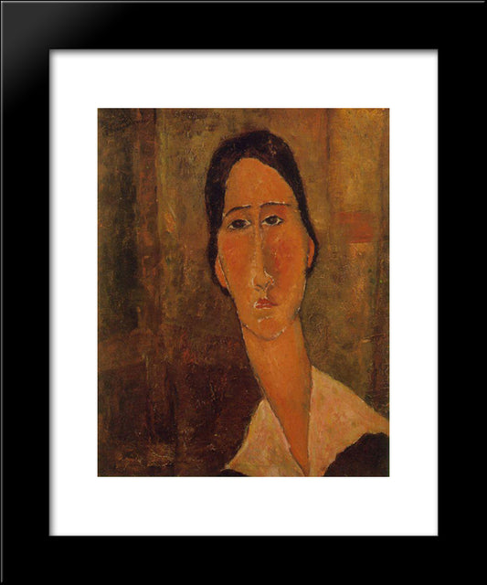 Jeanne Hebuterne With White Collar 20x24 Black Modern Wood Framed Art Print Poster by Modigliani, Amedeo