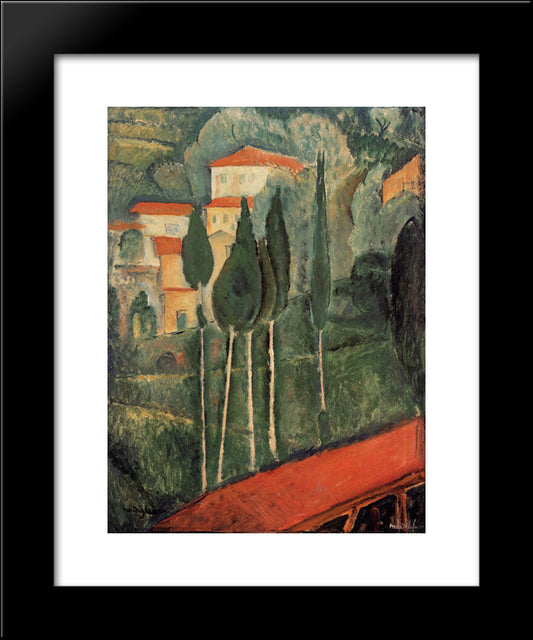 Landscape, Southern France 20x24 Black Modern Wood Framed Art Print Poster by Modigliani, Amedeo