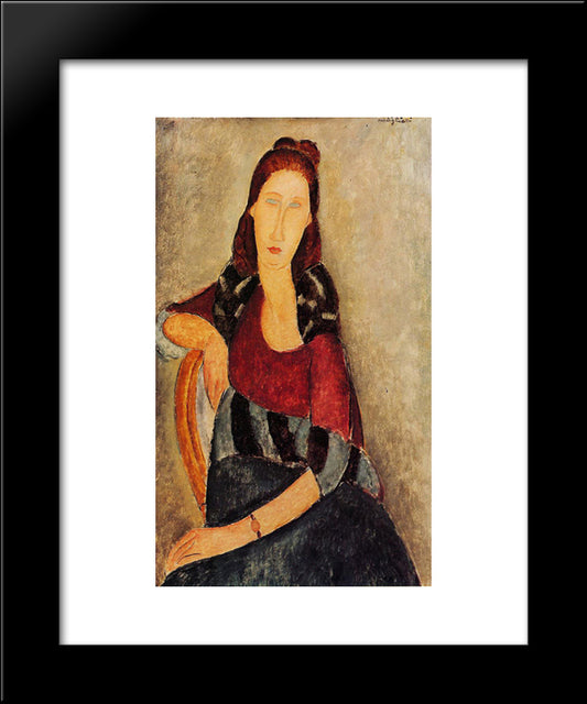 Portrait Of Jeanne Hebuterne 20x24 Black Modern Wood Framed Art Print Poster by Modigliani, Amedeo
