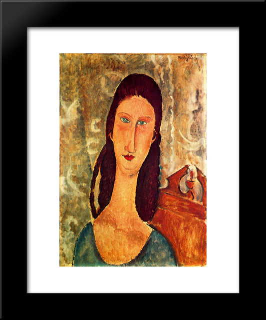 Portrait Of Jeanne Hebuterne 20x24 Black Modern Wood Framed Art Print Poster by Modigliani, Amedeo
