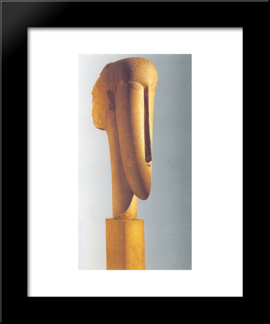 Head 20x24 Black Modern Wood Framed Art Print Poster by Modigliani, Amedeo