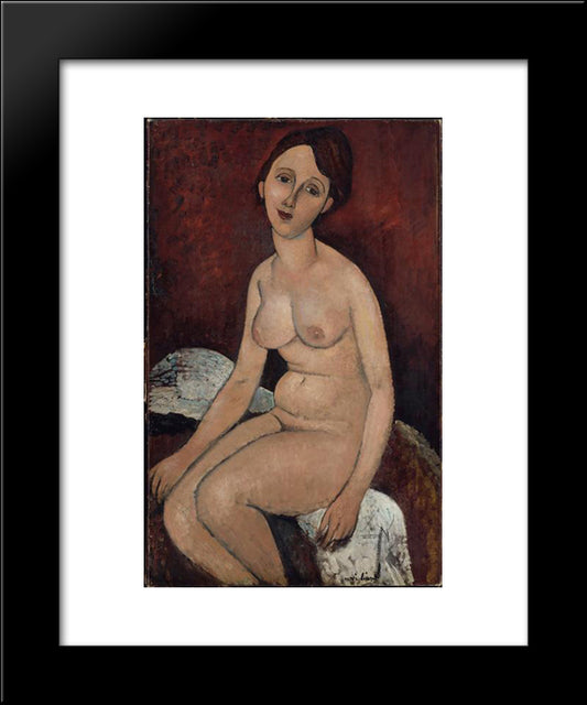 Seated Nude 20x24 Black Modern Wood Framed Art Print Poster by Modigliani, Amedeo