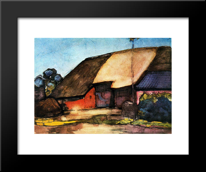 Small Farm On Nistelrode 20x24 Black Modern Wood Framed Art Print Poster by Mondrian, Piet