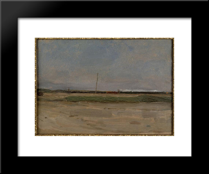 Polder Landscape With A Train And A Small Windmill On The Horizon 20x24 Black Modern Wood Framed Art Print Poster by Mondrian, Piet