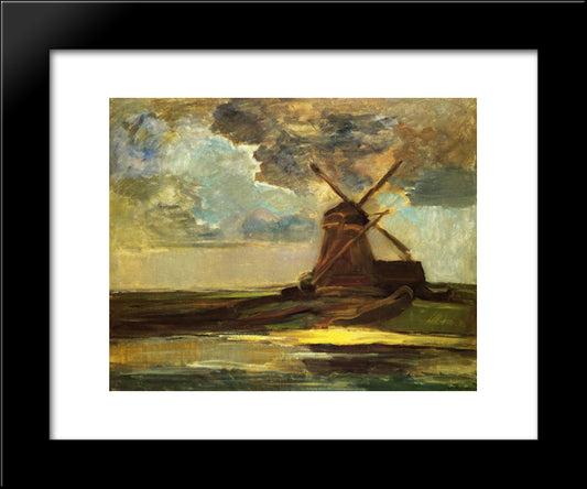 Windmill In The Gein 20x24 Black Modern Wood Framed Art Print Poster by Mondrian, Piet