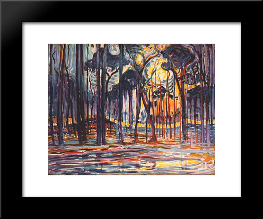 Woods Near Oele 20x24 Black Modern Wood Framed Art Print Poster by Mondrian, Piet