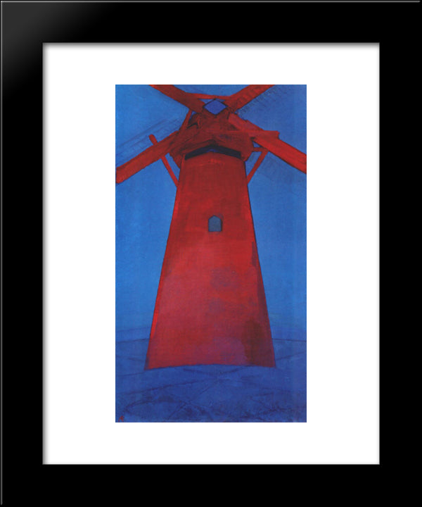 The Red Mill 20x24 Black Modern Wood Framed Art Print Poster by Mondrian, Piet