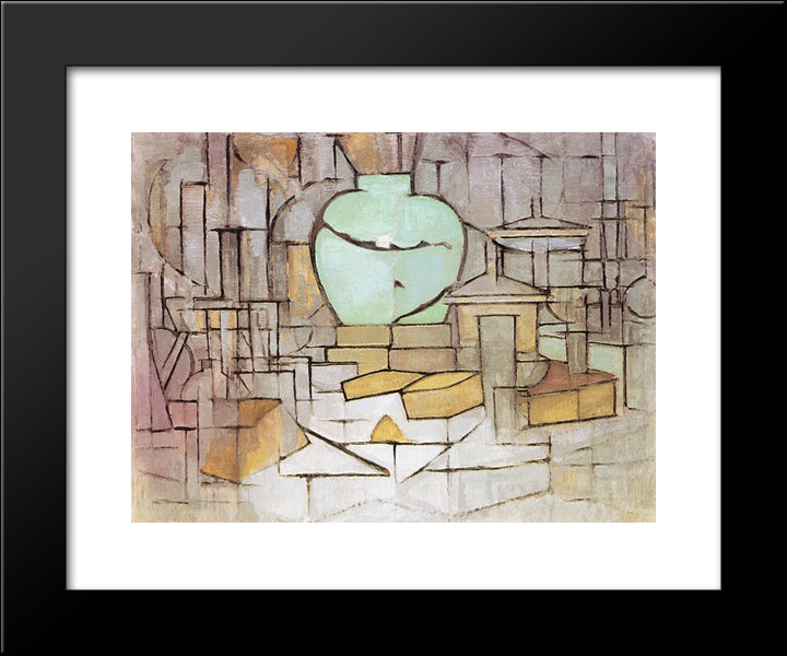 Still Life With Gingerpot 2 20x24 Black Modern Wood Framed Art Print Poster by Mondrian, Piet