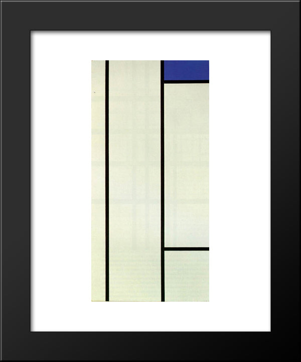 Vertical Composition With Blue And White 20x24 Black Modern Wood Framed Art Print Poster by Mondrian, Piet