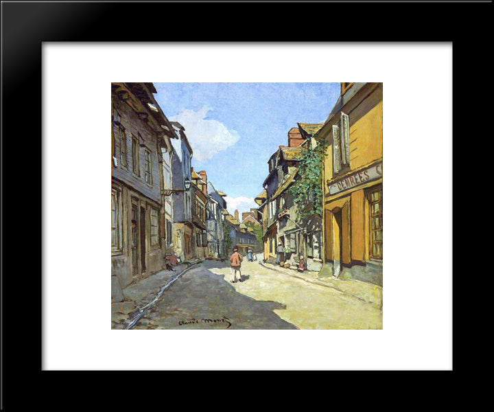 The La Rue Bavolle At Honfleur 20x24 Black Modern Wood Framed Art Print Poster by Monet, Claude