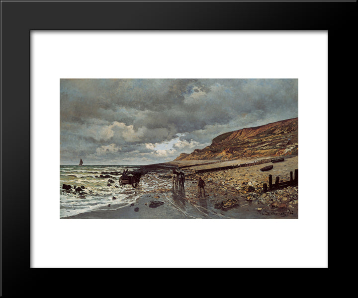The Headland Of The Heve At Low Tide 20x24 Black Modern Wood Framed Art Print Poster by Monet, Claude