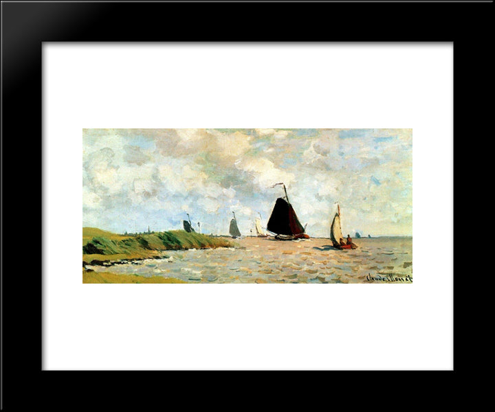 Seascape 20x24 Black Modern Wood Framed Art Print Poster by Monet, Claude