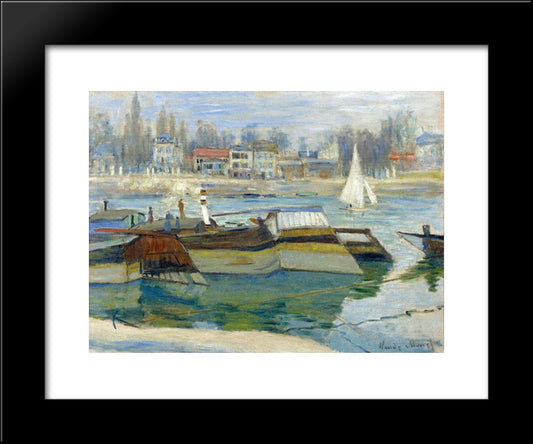 The Seine At Asnieres 20x24 Black Modern Wood Framed Art Print Poster by Monet, Claude