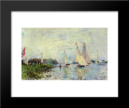 Regatta At Argenteuil 20x24 Black Modern Wood Framed Art Print Poster by Monet, Claude