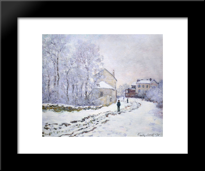 Snow At Argenteuil 20x24 Black Modern Wood Framed Art Print Poster by Monet, Claude