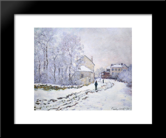 Snow At Argenteuil 20x24 Black Modern Wood Framed Art Print Poster by Monet, Claude