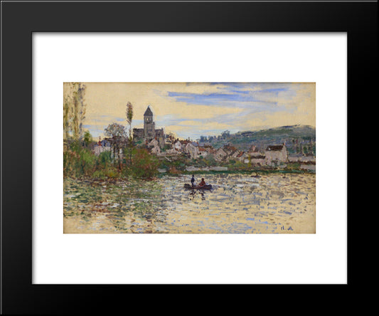 The Seine At Vetheuil 20x24 Black Modern Wood Framed Art Print Poster by Monet, Claude