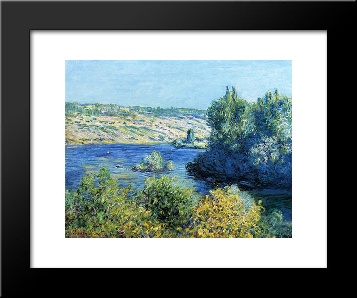 The Seine At Vetheuil 20x24 Black Modern Wood Framed Art Print Poster by Monet, Claude