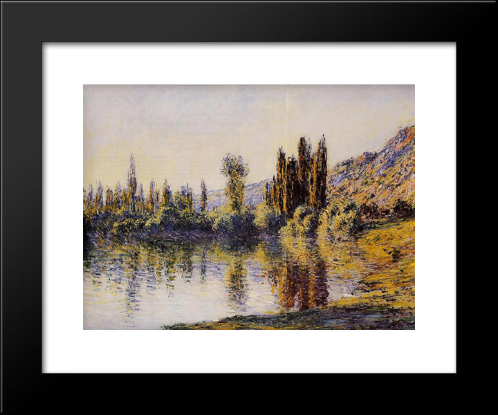 The Seine At Vetheuil 20x24 Black Modern Wood Framed Art Print Poster by Monet, Claude
