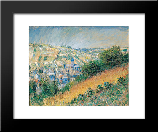 View Over Vetheuil 20x24 Black Modern Wood Framed Art Print Poster by Monet, Claude