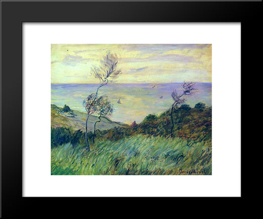 Cliffs Of Varengeville, Gust Of Wind 20x24 Black Modern Wood Framed Art Print Poster by Monet, Claude