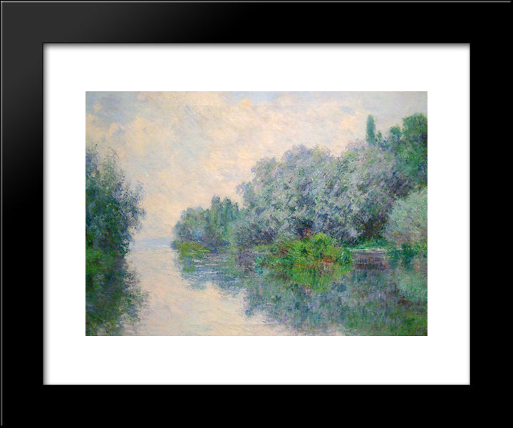 The Seine Near Giverny 20x24 Black Modern Wood Framed Art Print Poster by Monet, Claude