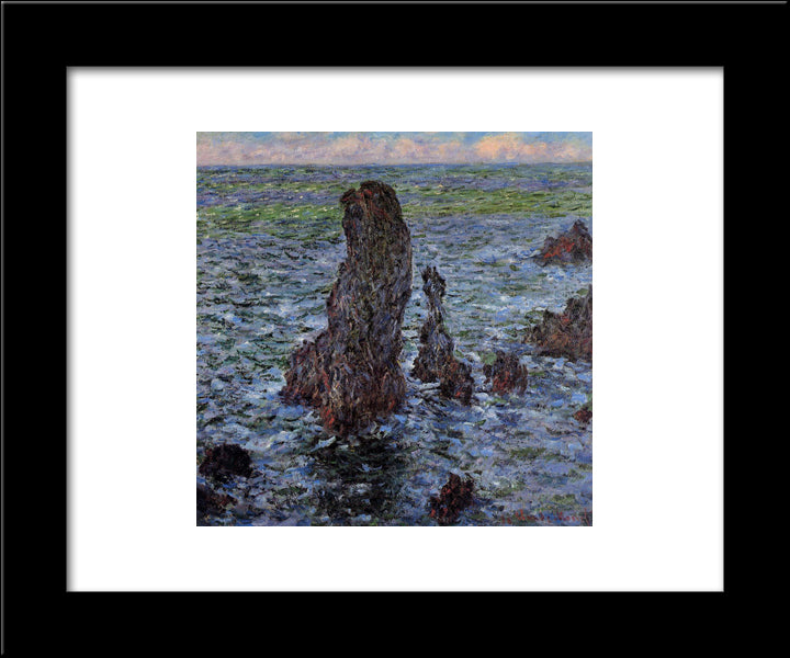 The Pyramids At Port-Coton 20x24 Black Modern Wood Framed Art Print Poster by Monet, Claude