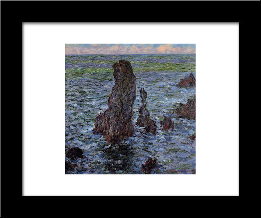 The Pyramids At Port-Coton 20x24 Black Modern Wood Framed Art Print Poster by Monet, Claude