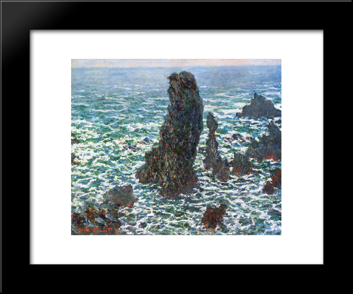 The Pyramids Of Port Coton, Belle-Ile-En-Mer 20x24 Black Modern Wood Framed Art Print Poster by Monet, Claude