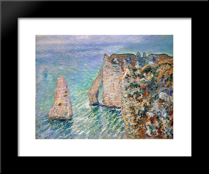 The Rock Needle And The Porte D'Aval 20x24 Black Modern Wood Framed Art Print Poster by Monet, Claude