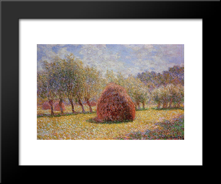 Haystacks At Giverny 20x24 Black Modern Wood Framed Art Print Poster by Monet, Claude