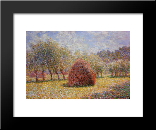 Haystacks At Giverny 20x24 Black Modern Wood Framed Art Print Poster by Monet, Claude