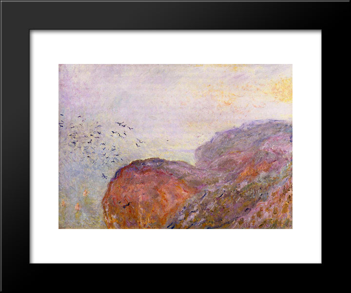 Cliff Near Dieppe 20x24 Black Modern Wood Framed Art Print Poster by Monet, Claude