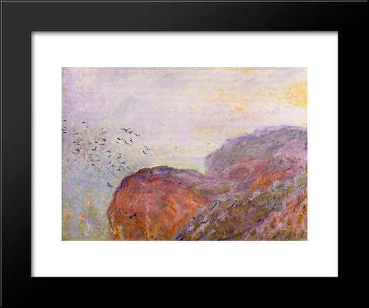 Cliff Near Dieppe 20x24 Black Modern Wood Framed Art Print Poster by Monet, Claude