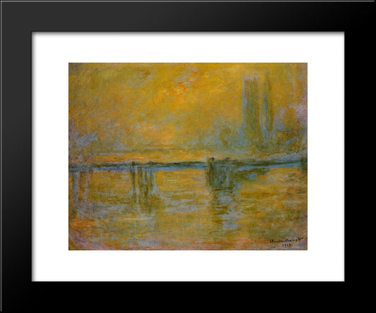 Charing Cross Bridge 20x24 Black Modern Wood Framed Art Print Poster by Monet, Claude