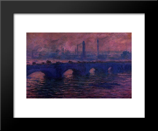 Waterloo Bridge, Overcast Weather 20x24 Black Modern Wood Framed Art Print Poster by Monet, Claude