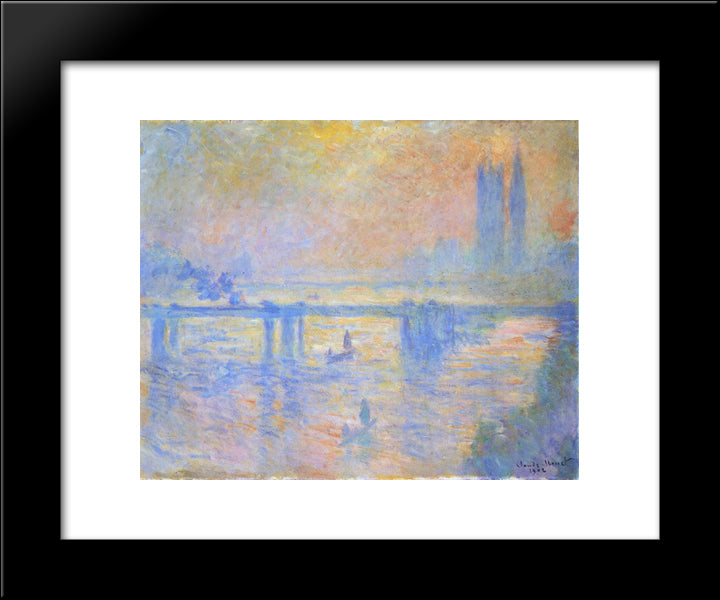 Charing Cross Bridge 20x24 Black Modern Wood Framed Art Print Poster by Monet, Claude