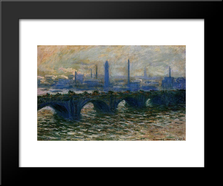 Waterloo Bridge 20x24 Black Modern Wood Framed Art Print Poster by Monet, Claude