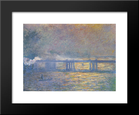 Charing Cross Bridge 20x24 Black Modern Wood Framed Art Print Poster by Monet, Claude