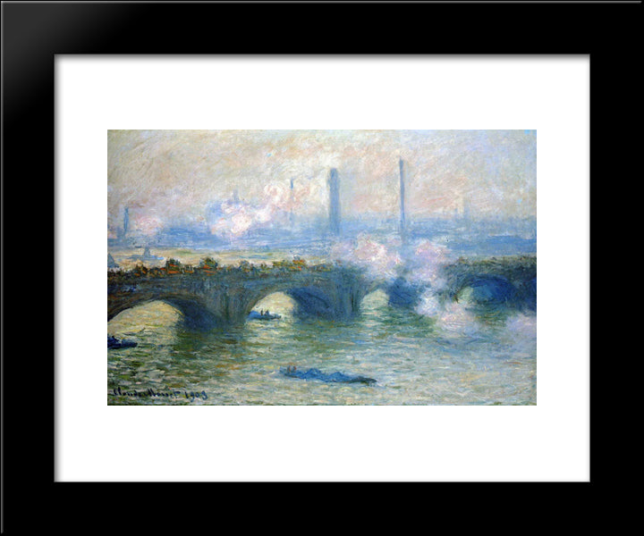 Waterloo Bridge, London 20x24 Black Modern Wood Framed Art Print Poster by Monet, Claude