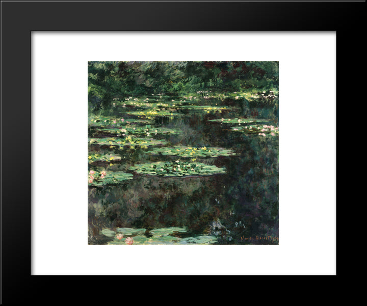 Water Lilies 20x24 Black Modern Wood Framed Art Print Poster by Monet, Claude